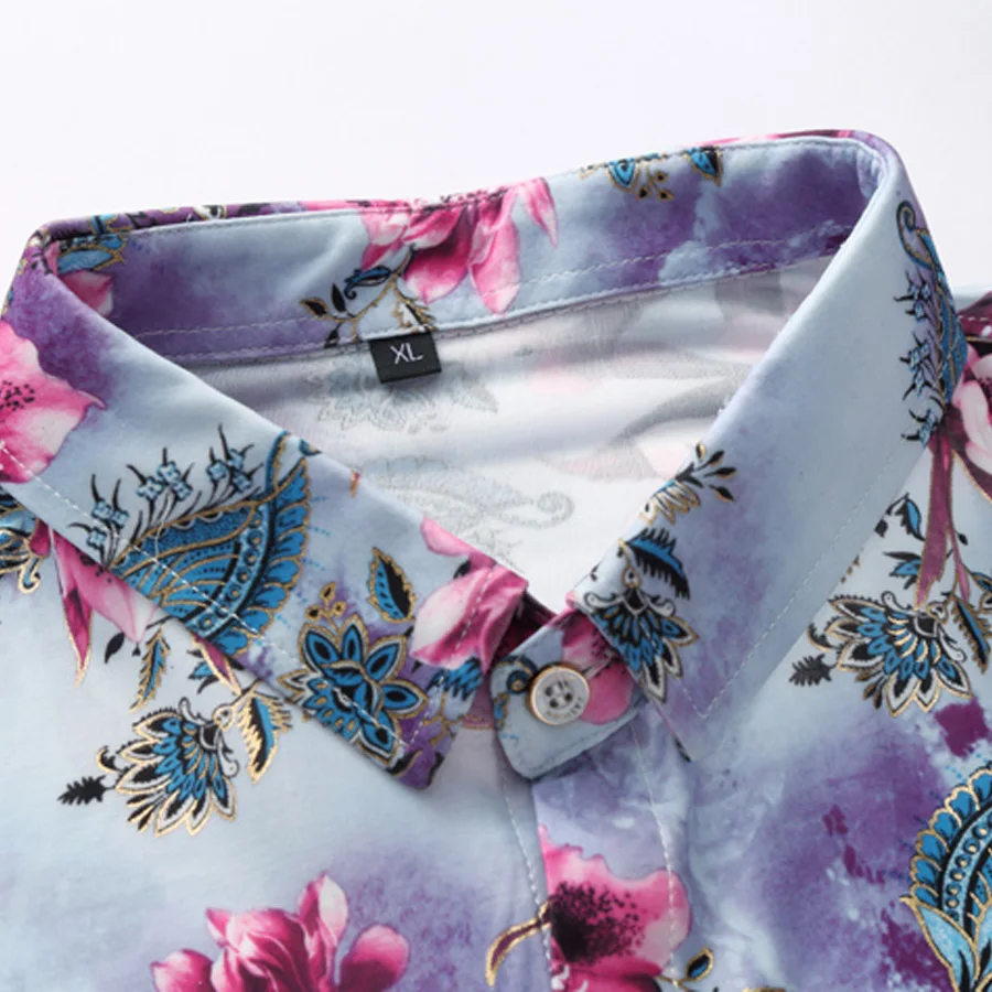 Мужская рубашка с цветочным узором тонкая коротким рукавом мужская летняя