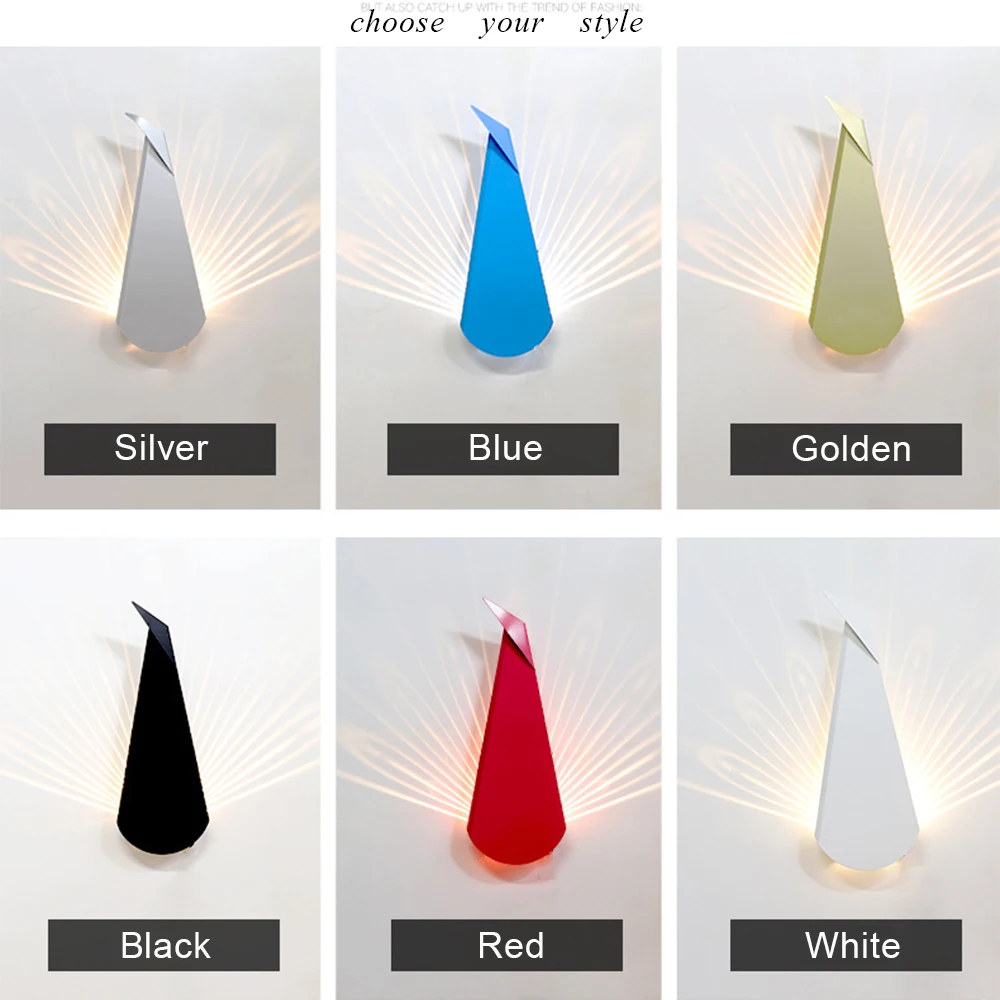 Скандинавский креативный индивидуальный Павлин освещение Настенный светильник