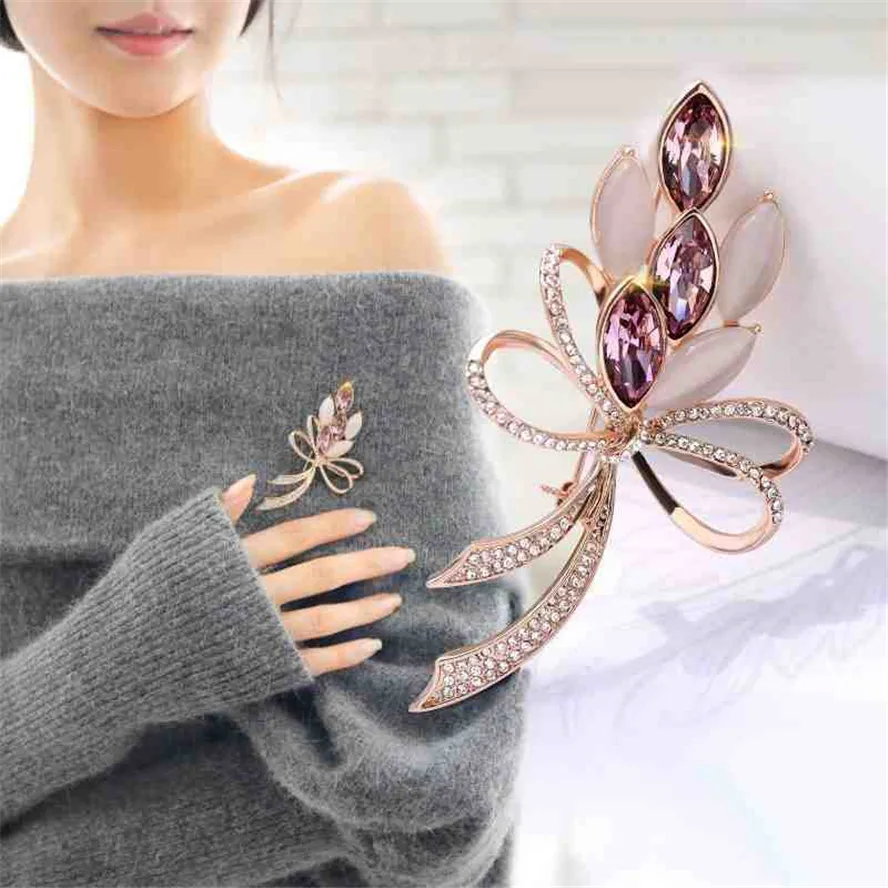 Rhinestone crystal flower brooch safety pin jewelry fashion womens broches bow brooches for women trending products 2018 | Украшения и