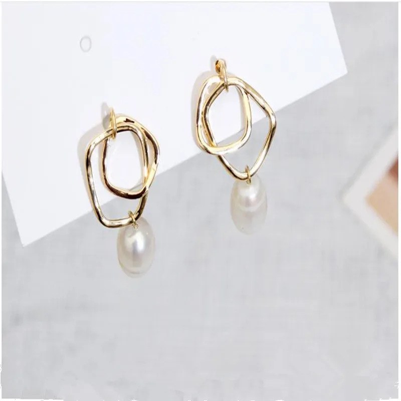 

Korea simple geometric Earrings S925 anti allergy needle ear nail fashion temperament pearl pearls jewelry accessories