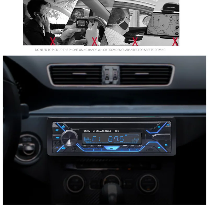 Один Din 1 Din 12V автомобильный Aux MP3-плеер Bluetooth в тире автомобильное FM радио микрофон 3,5 дюймов 3010 автомобильный стерео аудио