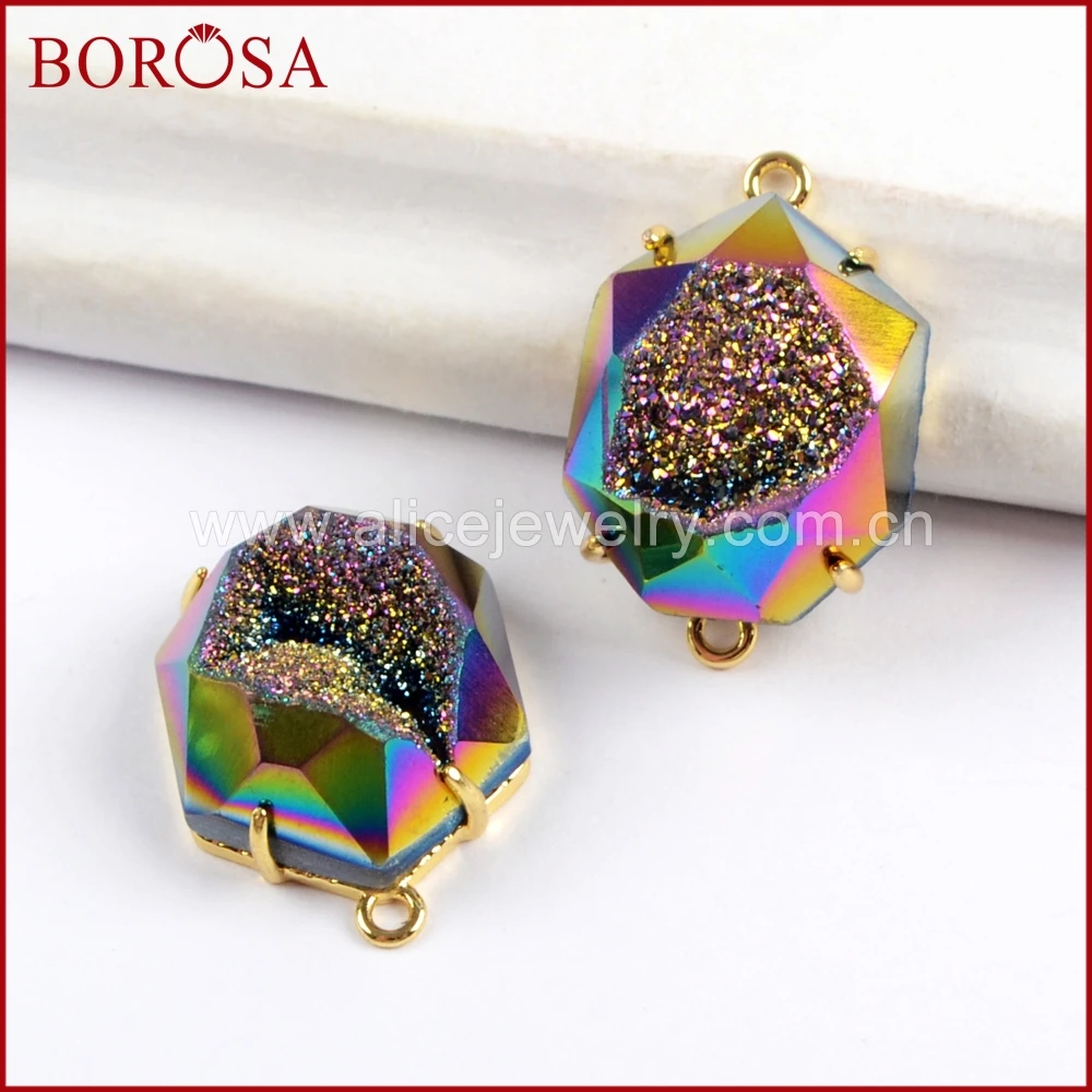 BOROSA 5/10 шт. Граненый граненый коннектор из разноцветного титана модные