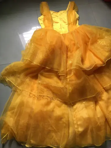 1 pce dress Красавица и Чудовище Bellee костюмы для косплея желтое платье набор париков женщина Хэллоуин CosCostumes принцесса Disguisement для карнавала - Цвет: 1 pce dress