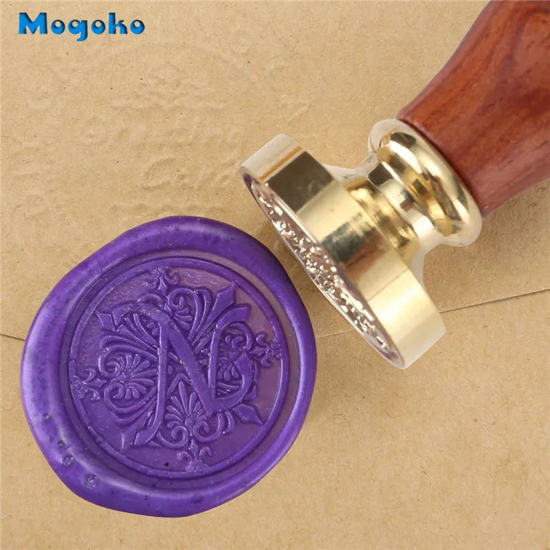 Mogoko 1x винтажная деревянная ручка Ирисы буквы Алфавит воск значок печать воск 26 букв A-Z Скрапбукинг Декор