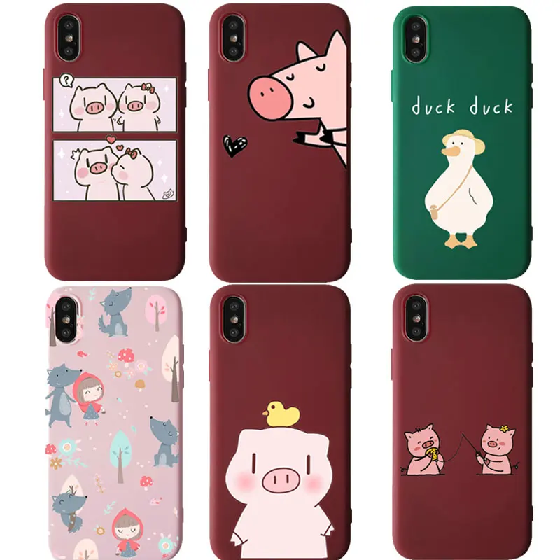 Cute Cartoon Animal back Case For iPhone XS Max XR X 6 6S 7 8 Plus 10 8plus case Lovely Candy Color Soft TPU Phone Back Cover |