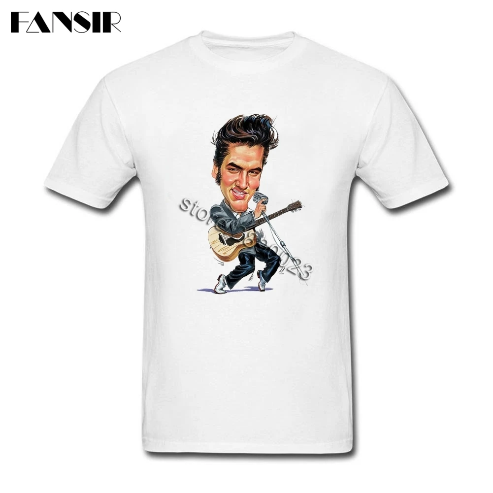 Fashion Elvis Presley Tshirt Homme Short Sleeve Organic Cotton Men Shirt Streetwear Big Size | Мужская одежда