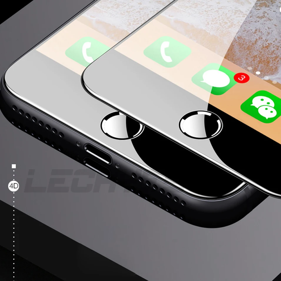 LECAYEE 5D стекло для iPhone 7 8 6s Plus закаленное X изогнутый край Полное покрытие Защитная