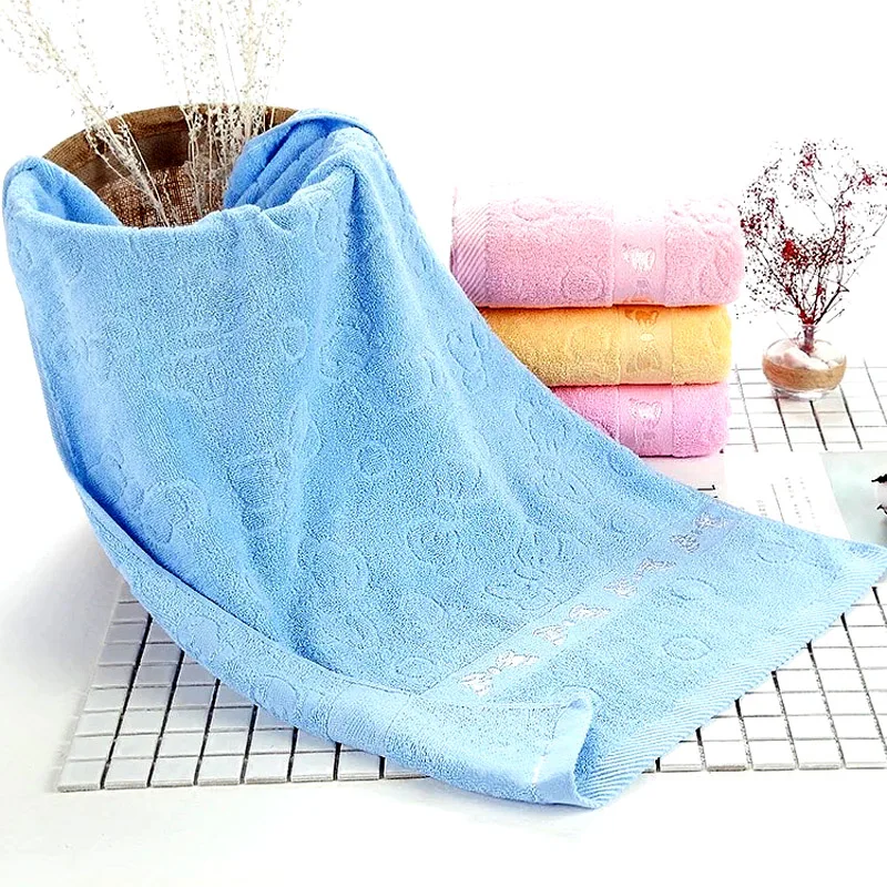 2PCS/Lot Free Shipping 100% Cotton Towel Solid Blue Color Plain Dyed Quick-Dry Bath Towels 50*100 cm Set Wholesale Retail | Дом и сад