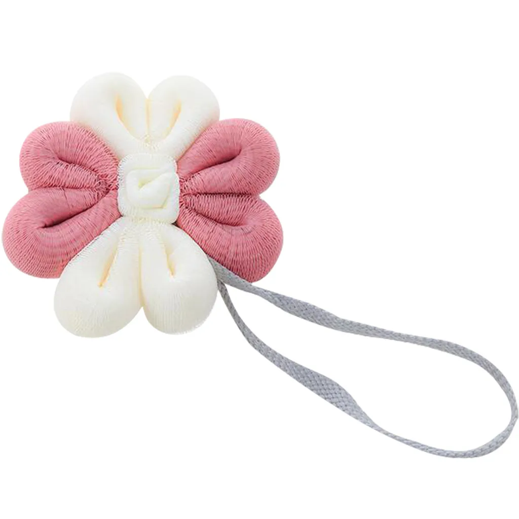 Pink Цветок мочалка из люфы душ Губка Pouf сетки мяч Отшелушивающий премиум скруббер дома милые цвет соответствующие корейский мягкий мяч для ванной 409 - Цвет: Pink