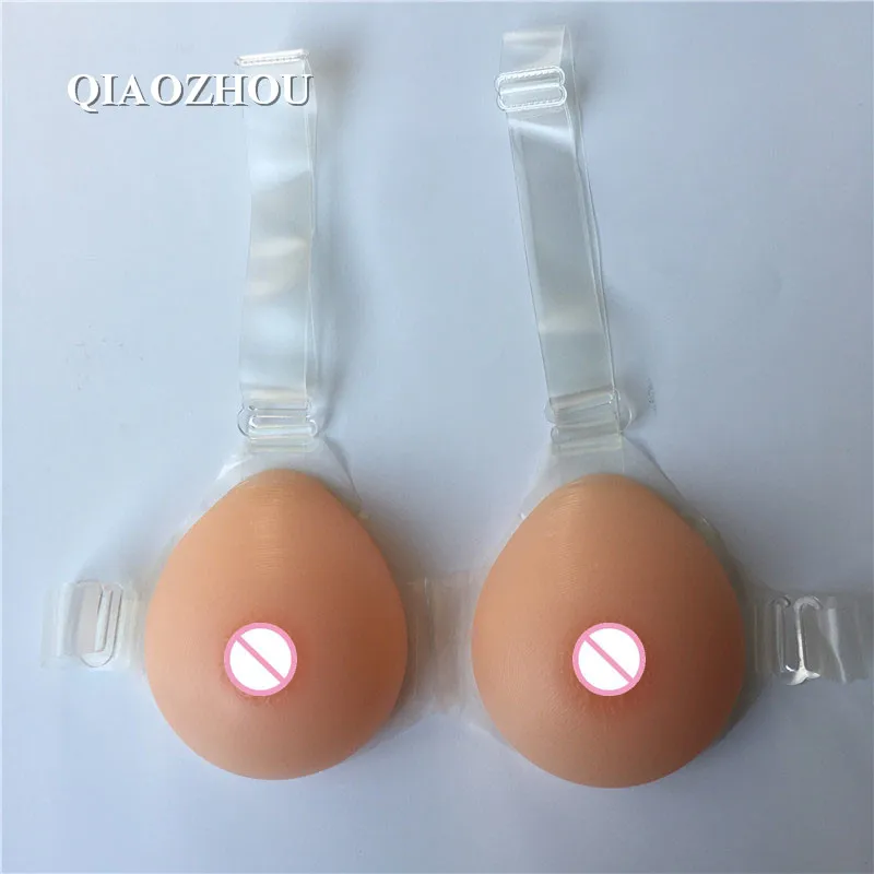 500g sexy gathering silicone breast form with bra straps for shemale drag queen crossdressing use