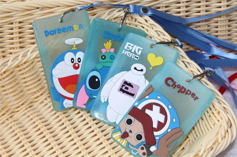 Disney Cartoon Stitch lanyard silicone bus card set phosphor access control transparent campus ID Card& ID Holders