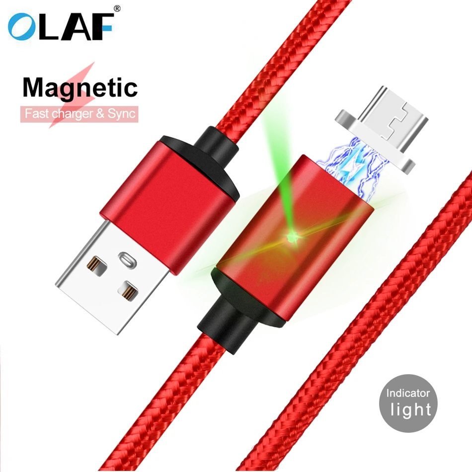 Олаф Micro USB кабель Магнитная Зарядное устройство для Samsung Note Xiaomi huawei 2.4A Быстрая