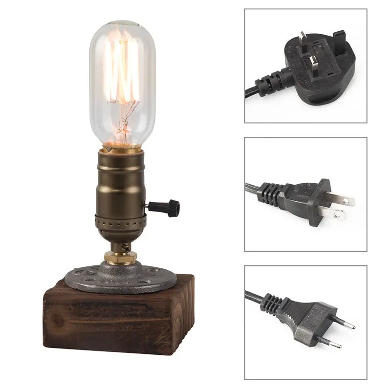 Oygroup Ретро Кофе магазин настольная лампа и Blubs дерево Винтаж edison Спальня бар