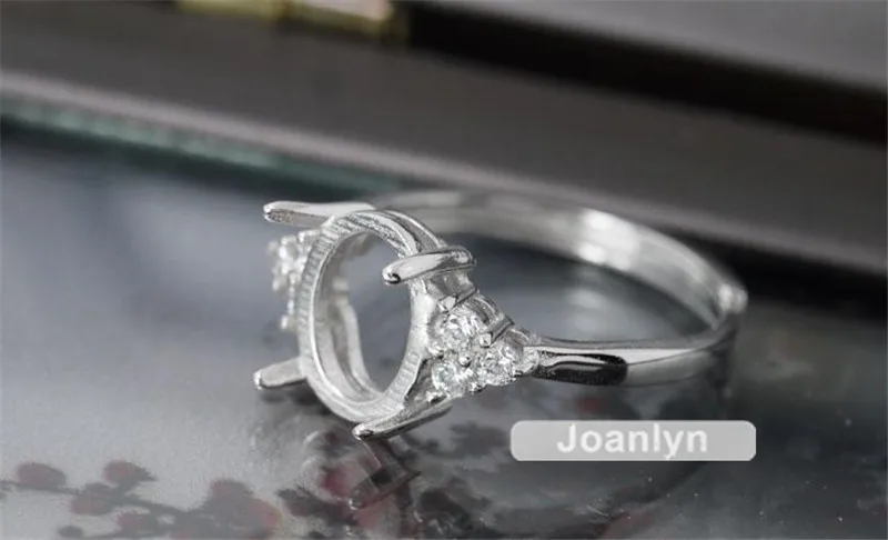 Кольцо Joanlyn для 8x10 мм Овальные Кабошоны или ограненные драгоценные камни серебро