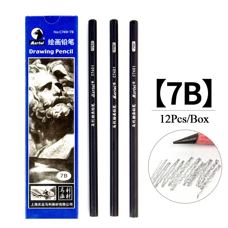 Sketch Charcoal 7B 12 шт./компл. карандаш 14B матовый 12B Рисование набросков углем эскиз карандаш из мягкой кожи Твердый, рисование уголь товары для рукоделия - Цвет: Sketch Charcoal 7B