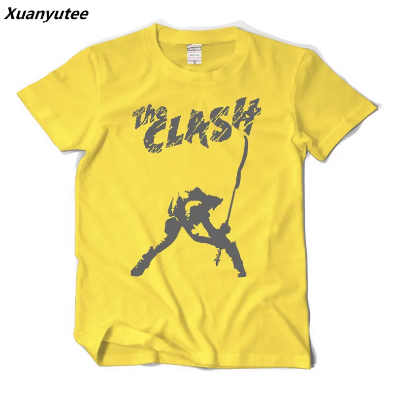 Xuanyutee The Clash, Лондон зовёт, футболка Homme Britpop Rock style, короткий рукав, хлопок, хип-хоп, круглый вырез, повседневная, подходит 2XL, футболка для мужчин - Цвет: Цвет: желтый