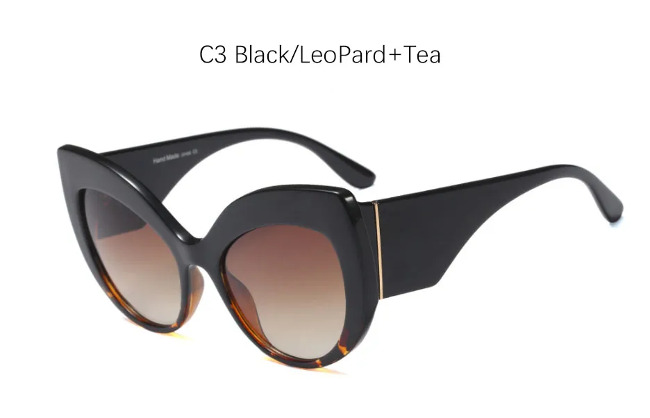 C3 Black Leopard Tea Новинка, женские солнцезащитные очки "кошачий глаз", большие оттенки, для женщин, модная большая оправа, Бабочка, oculos feminino, солнечные очки для фестиваля - Цвет линз: C3 Black Leopard Tea