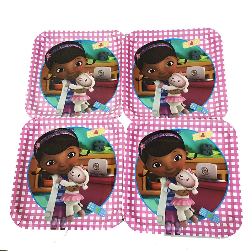 18 шт./упак. квадратные тарелки Дотти McStuffins/распродажа одноразовых стаканчиков