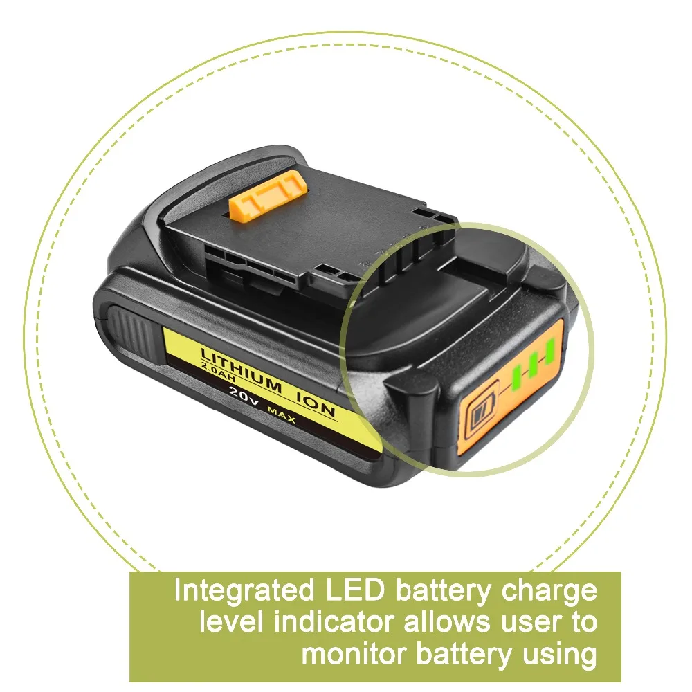 Powtree для DeWalt 20V 2000mAh DCB200 электроинструменты литий-ионный аккумулятор замена DCB181