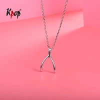 kpop 925 sterling silver wishbone necklace lucky pendnat minimalist jewelry simple tiny dainty necklace for women 6020b