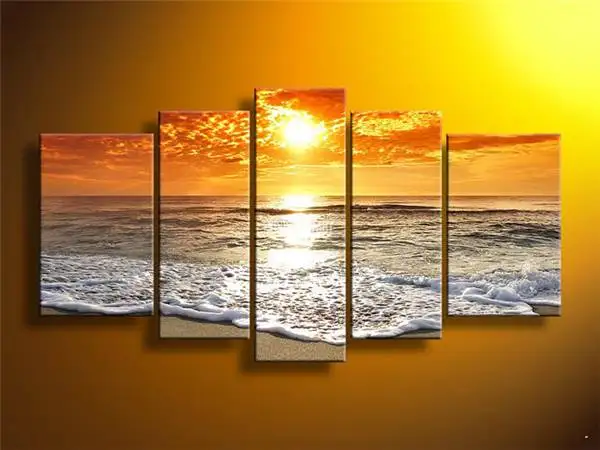 5 шт. Wall Art абстрактный морской пляж волны Группа картина маслом на холсте для