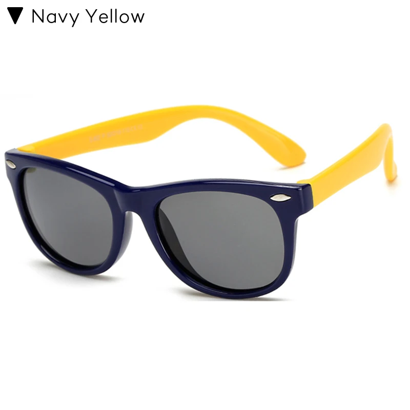C12 Navy Yellow Longkeperer Красочные Гибкие очки Детские поляризованные очки дети высокого качества HD объектив Детская безопасность Покрытие Зеркальные очки - Цвет линз: C12 Navy Yellow