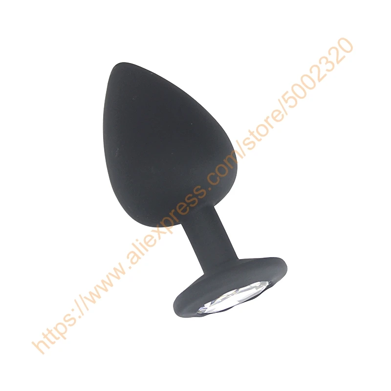 Черный силиконовый ювелирный набор Анальная пробка с кристаллами Набор