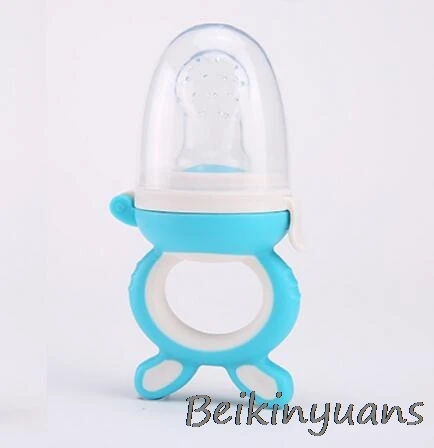 Blue ear M Детские Соска свежая еда для фруктов, молока бутылочки для кормления учатся для кормления питья ручка прорезывания зубов соска - Цвет: Blue ear M
