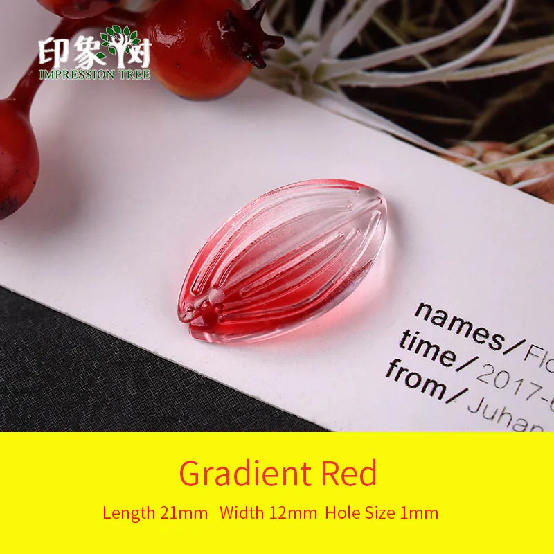 Gradient Red Стеклянные бусины градиентной расцветки, 10 шт., 21х12 мм, резные шармы в сиде листьев, цветочных лепестков, украшения для самостоятельного изготовления ювелирных украшений, модель 16031 - Цвет: Gradient Red