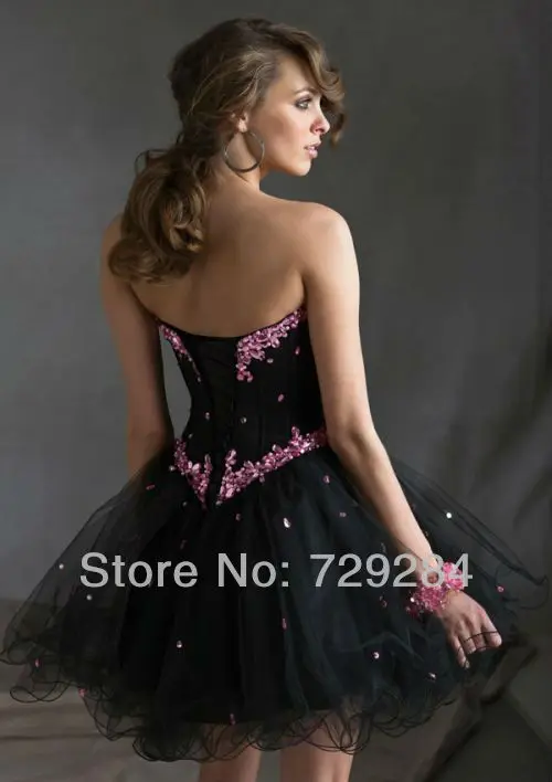 Черный Милая Короткие Корсет Горный Хрусталь Homecoming Платья Ruched Line Девушка