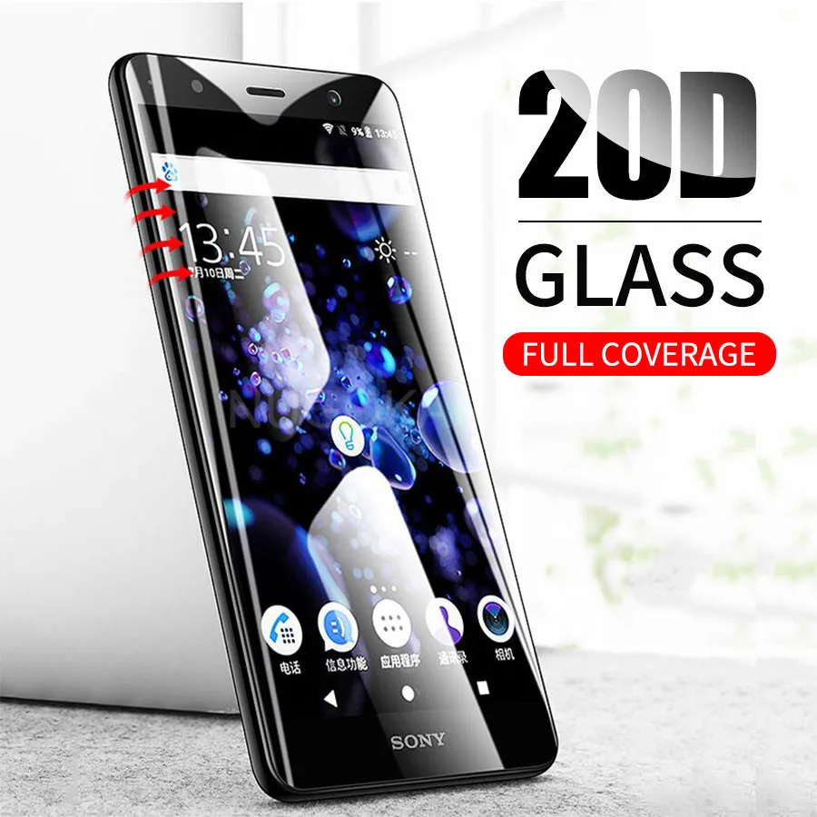20D Curved Full Cover Arc Edge Tempered Glass for Sony XA3 XA2 XA1 XA Ultra Plus X XP XC XZ3 XZ2P Screen Protector | Мобильные