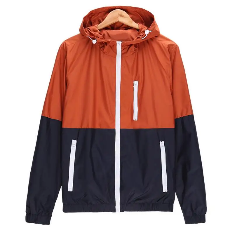 

Windbreaker Jackets Men Casual Spring Autumn Lightweight Jacket 2019 New Arrival Hooded Contrast Color Zipper Jackets Outwear