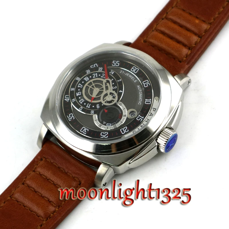 Мужские часы Modisch механические с сапфирами и черным циферблатом 44 мм|Мужские