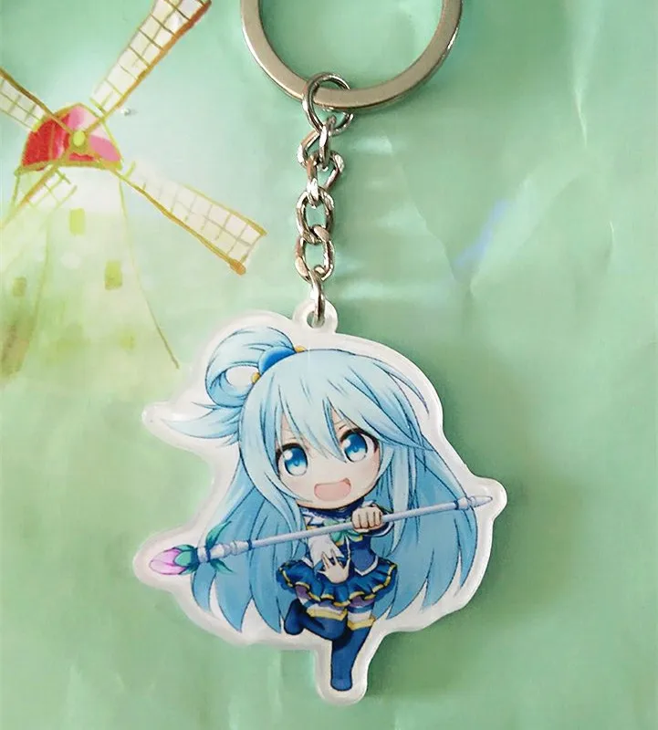 Аниме KonoSuba брелок kono subarashii sekai ni shukufuku фигурка Luna Satou Kazuma Кольца Подвески коллекция