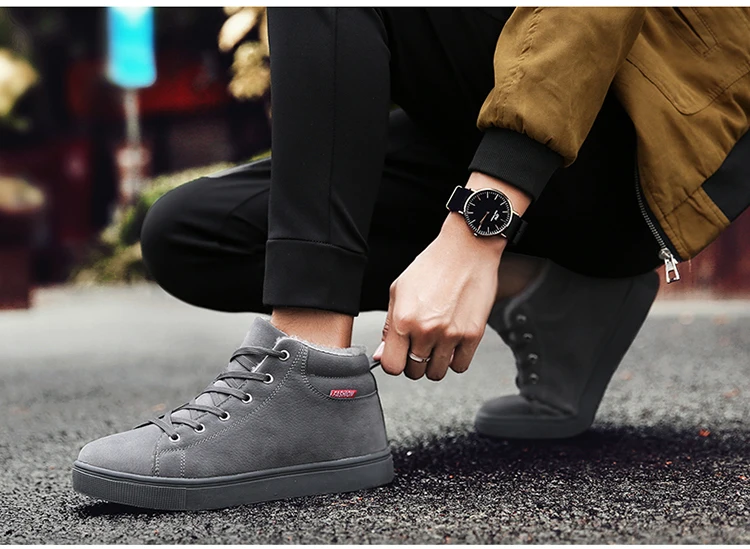 JINTOHO Big Size Black Mens Winter Shoes Fashion Men Winter Boots Ankle Warm Snow Boots For Men Casual Snow Shoes For Men