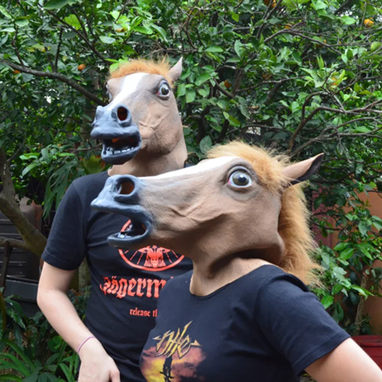 Горячая Распродажа маска для головы лошади жуткая меховая грива латексная