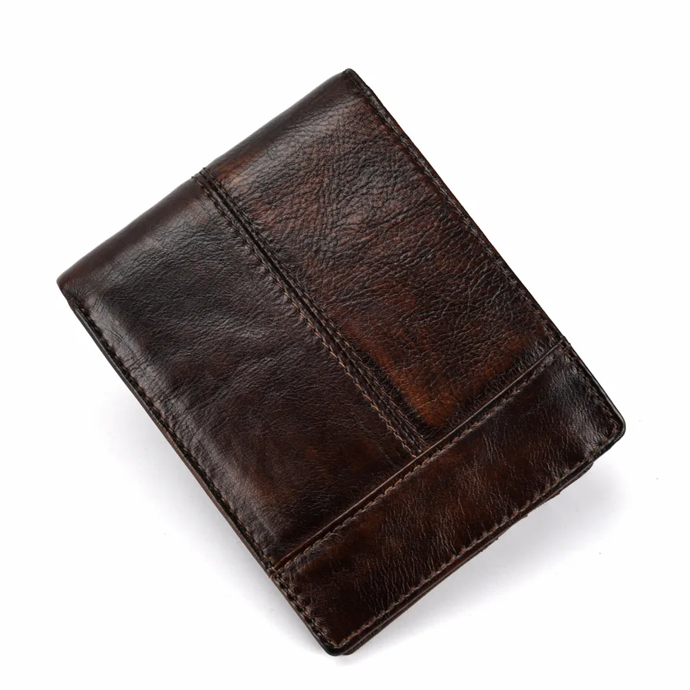 Мужские кошельки из натуральной кожи в стиле ретро короткие высококачественные