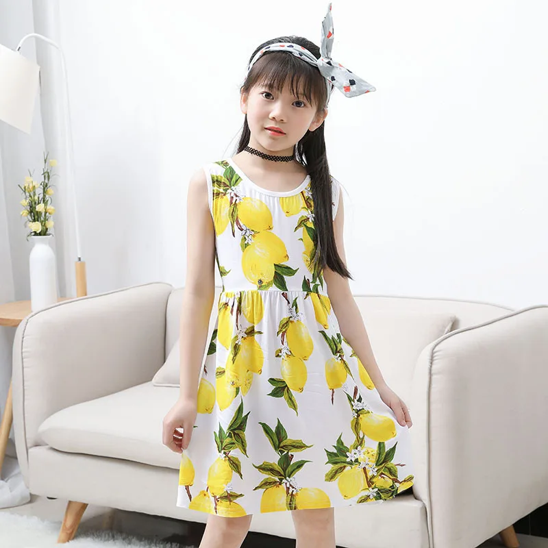 Girls Clothing Mango Dresses 2018 Summer Flower Children Clothes Print Sleeveless Princess Casual Baby Kids Dress 3-10 Y | Детская