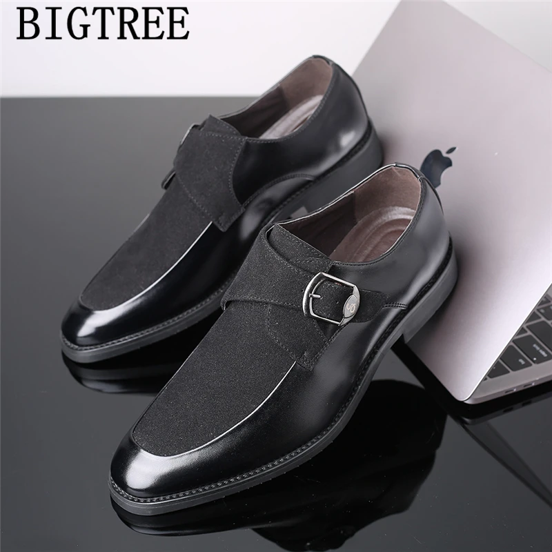 Мужская официальная обувь кожаная брендовая офисная 2019 года с ремешком Монах