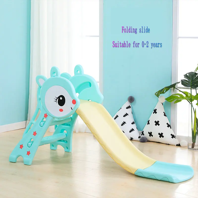blue Детские горки для дома, детские домашние игрушки для дня рождения с расширением, удлинением, утолщением и складыванием небольшой горки - Цвет: blue