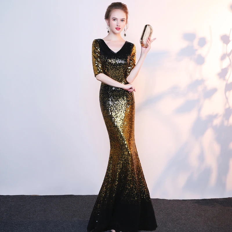 Ladybeauty/Новое поступление года; элегантное вечернее платье; Vestido de Festa; платье с блестками; простое платье для выпускного вечера в стиле русалки