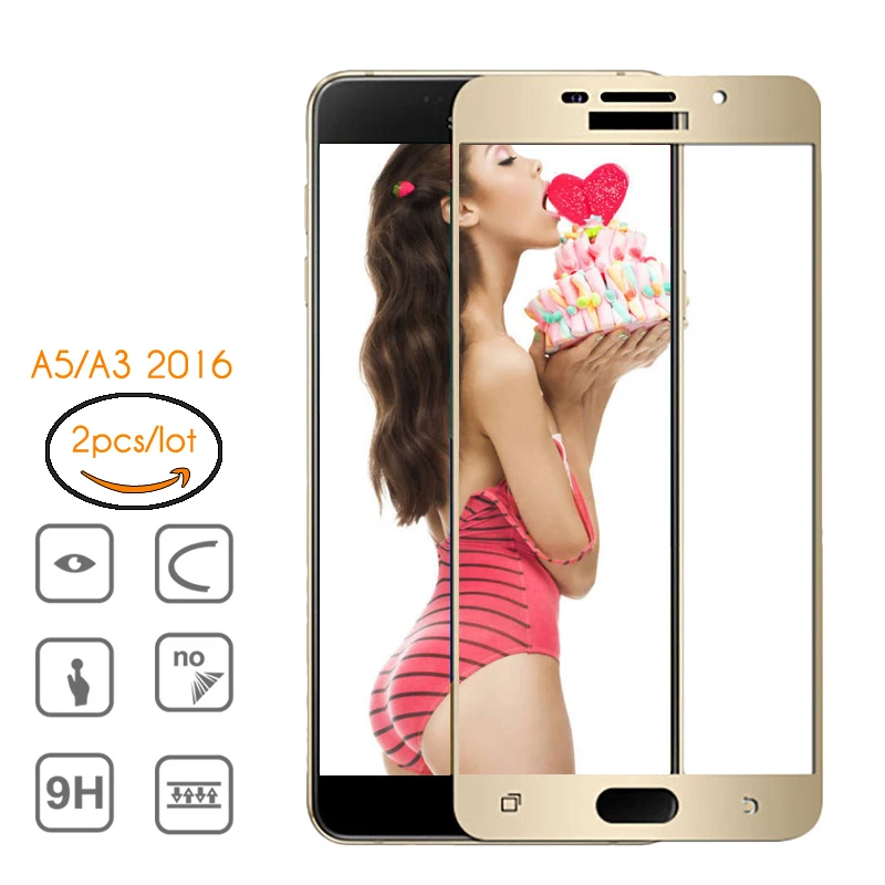 2.5D полное покрытие 9H galaxy A5 2016 стекло для samsung A3 A7 Закаленное протектор экрана