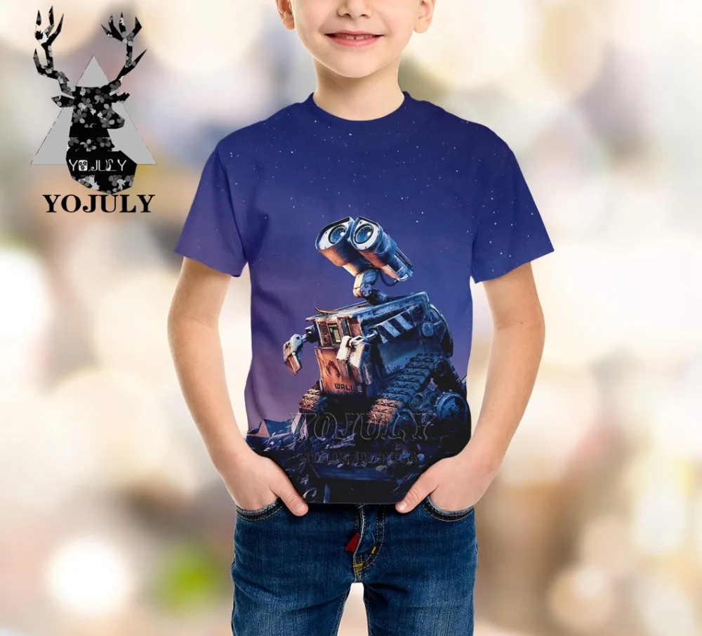 YOJULY Robot WALL. E/футболка с 3d принтом для мальчиков и девочек-подростков детская Милая футболка с короткими рукавами Топы, детская одежда лето A111