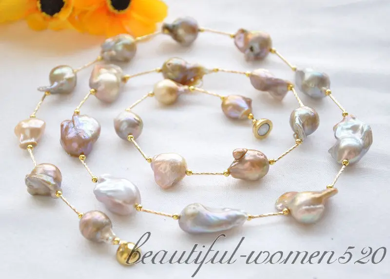 

Z5032 32" 28mm baroque lavender keshi reborn pearl necklace