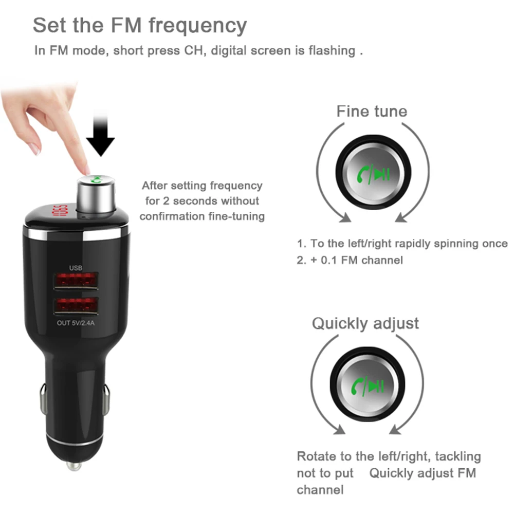 Автомобильный fm трансмиттер Wirelesss комплект громкой связи Bluetooth версии 4 2 вызов MP3