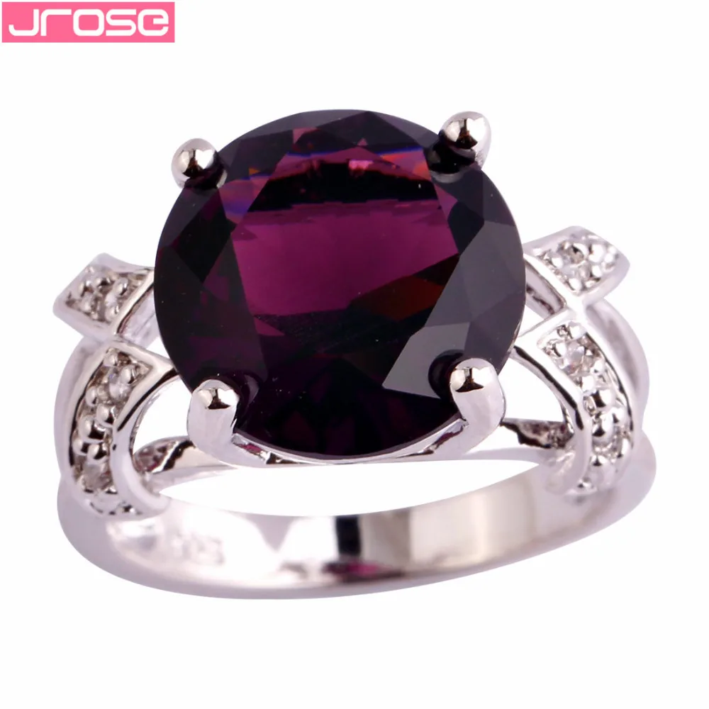 JROSE фиолетовое и белое CZ серебряное кольцо для женщин Размер 6 7 8 9 10 11 12 13 обручение Необычные Ювелирные изделия для женщин подарок