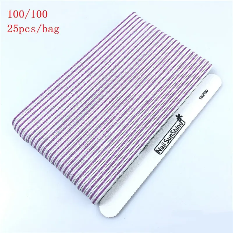 25pcs 25 шт./компл. Профессиональный утолщаются для ухода за ногтями Маникюрный файлы для УФ-гель для шлифования польский блок полировки 100/100/180/240 для наращивания ногтей шлифовальный Полировщики для ногтей - Цвет: 25pcs