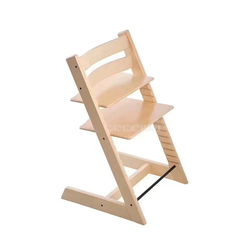 Wood color Nodic простой дизайн, деревянные детские стулья с регулируемой высотой 10-58 см из цельного дерева, стульчики для кормления детей, обеденный стул - Цвет: Wood color