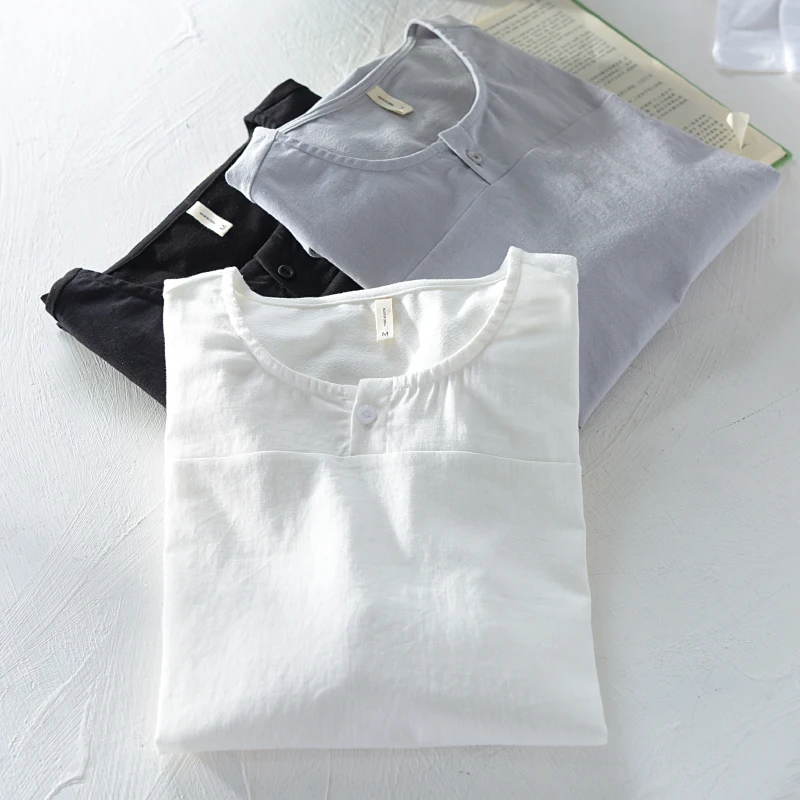 

Suehaiwe's new brand short sleeve linen t shirt men solid round neck breathable t-shirt mens summer clothing tshirt male camisa