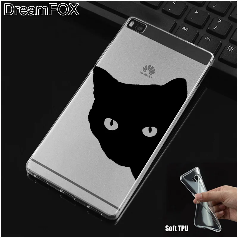 DREAMFOX L013 Мягкий силиконовый чехол из ТПУ с черным котом для huawei P8 P9 P10 Lite Plus 2017 Honor 8
